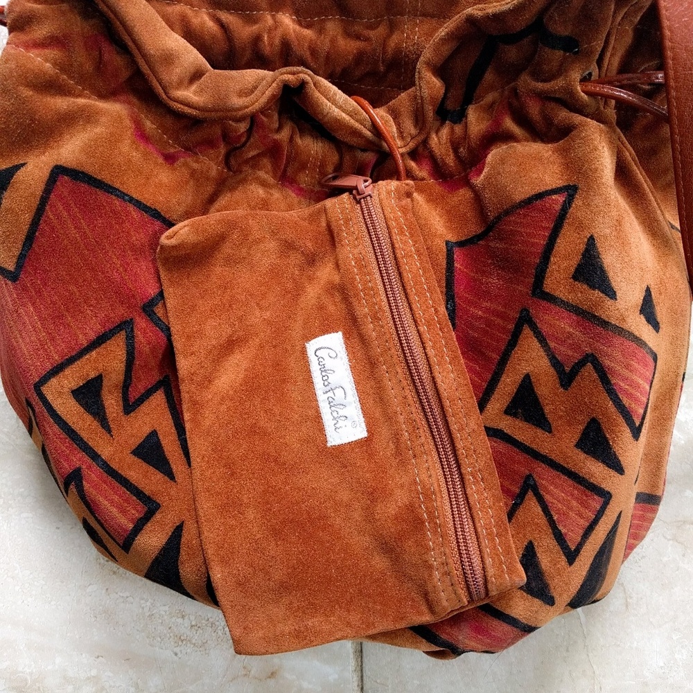 ⛔SOLD⛔ Vintage Carlos Falchi Handpainted Kilim Bucket Bag - Picture 8 of 8